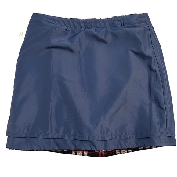 J.Crew Mercantile Navy Pint and Grey Plaid Ruffle Front Wool Blend Mini Skirt 10 - Picture 5 of 10